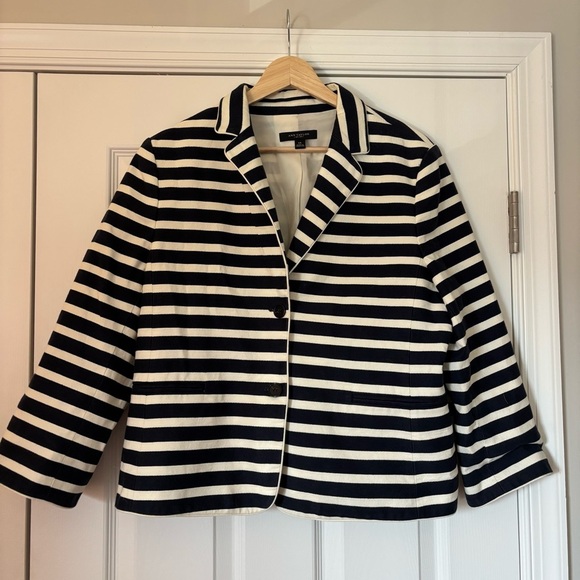 Ann Taylor Jackets & Blazers - Ann Taylor Navy White Stripe Double Breasted Blazer 14 Career Office Business